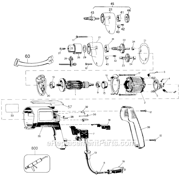 Page A Diagram and Parts List for 1175 Type 101 Black and Decker Electric Drill